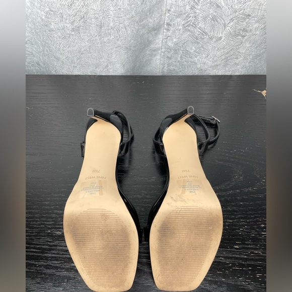 Nine West Black Patent Leather Ankle Strap Heels – Square Toe Stilettos Size 7.5 - Picture 5 of 6